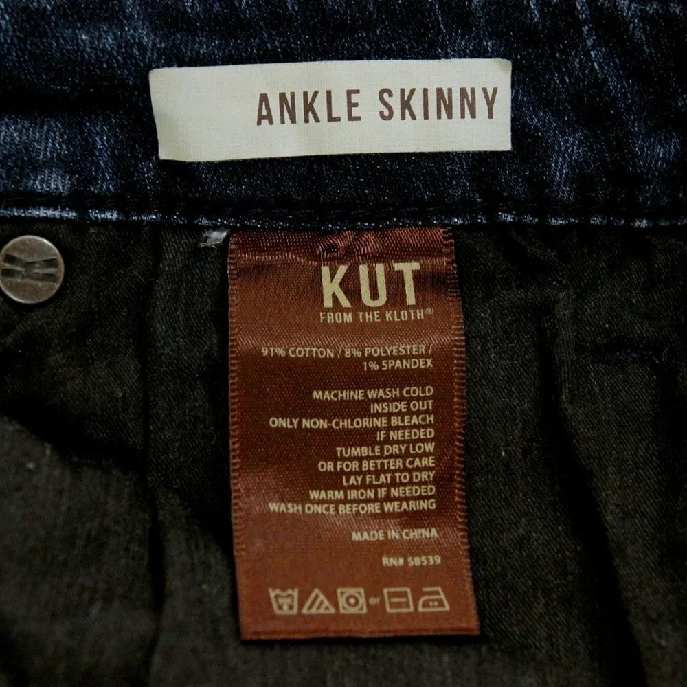 Kut from the Kloth Ankle Skinny High Rise Raw Frayed‎ Released Hem Jeans